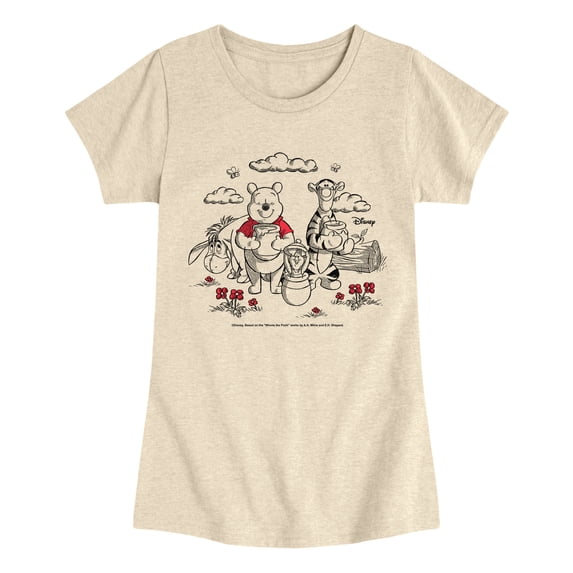 Winnie the Pooh - Honey Friends - Youth Girls Fitted Short Sleeve T-Shirt