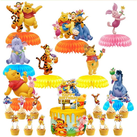 Winnie the Pooh Honeycomb Centerpieces Table Toppers Cake Toppers Decorations for Birthday Party Decor Supplies Photo Props