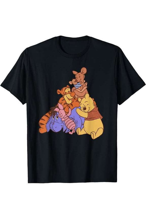 Winnie the Pooh Hundred Acre Kanga Roo Group Hug T-Shirt for Men Women, Black Color, Size L