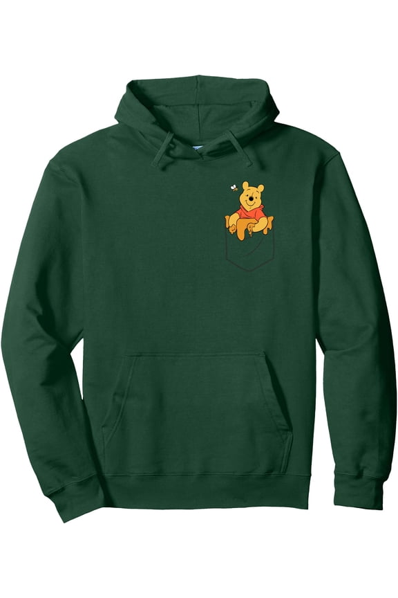 Winnie the Pooh Hunny in My Left Chest Pullover Hoodie for Men Women Kids,Forest Green Color,Size L