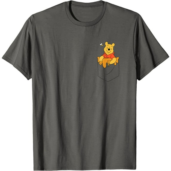 Winnie the Pooh Hunny in My Pocket (Graphic) Unisex Softstyle T-Shirt for Men Women Kids,Charcoal Color,Size 5/6