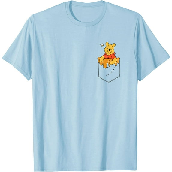 Winnie the Pooh Hunny in My Pocket (Graphic) Unisex Softstyle T-Shirt for Men Women Kids,Light Blue Color,Size YM