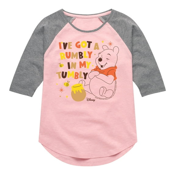 Winnie the Pooh - I've Got a Rumbly in My Tumbly - Toddler And Youth Girls Raglan Graphic T-Shirt