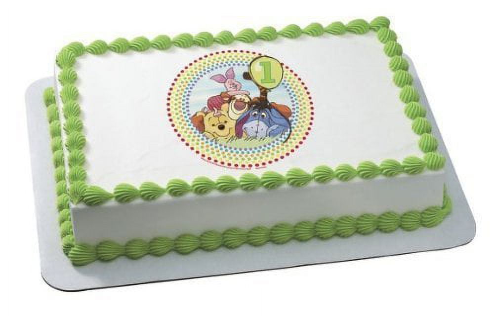 Winnie the Pooh Image Happy 1st Birthday Edible Cake Topper
