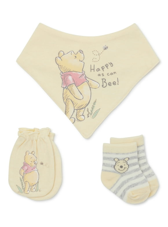 Winnie the Pooh Infant Bib, Socks and Mittens Set, 3-Piece