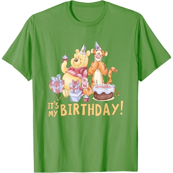 Winnie the Pooh It’s My Birthday Unisex Softstyle T-Shirt for Men Women Kids,Lime Color,Size 2T