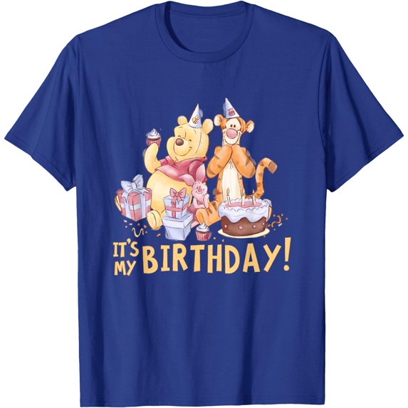 Winnie the Pooh It’s My Birthday Unisex Softstyle T-Shirt for Men Women Kids,Royal Blue Color,Size 4T