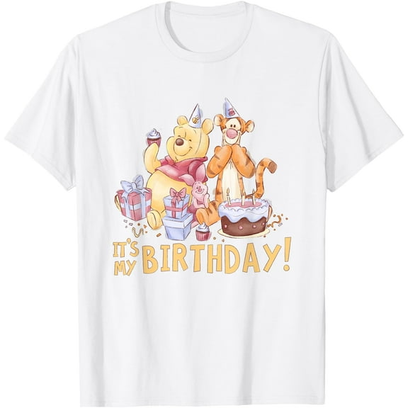 Winnie the Pooh It’s My Birthday Unisex Softstyle T-Shirt for Men Women Kids,White Color,Size YXS