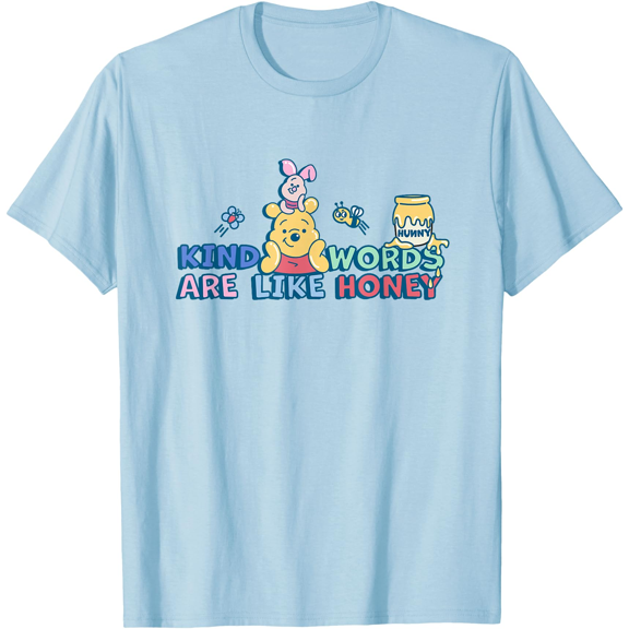 Winnie the Pooh Kind Words Are Like Honey Unisex Softstyle T-Shirt for Men Women Kids,Light Blue Color,Size 2T