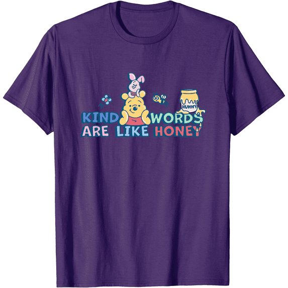 Winnie the Pooh Kind Words Are Like Honey Unisex Softstyle T-Shirt for Men Women Kids,Purple Color,Size YXL