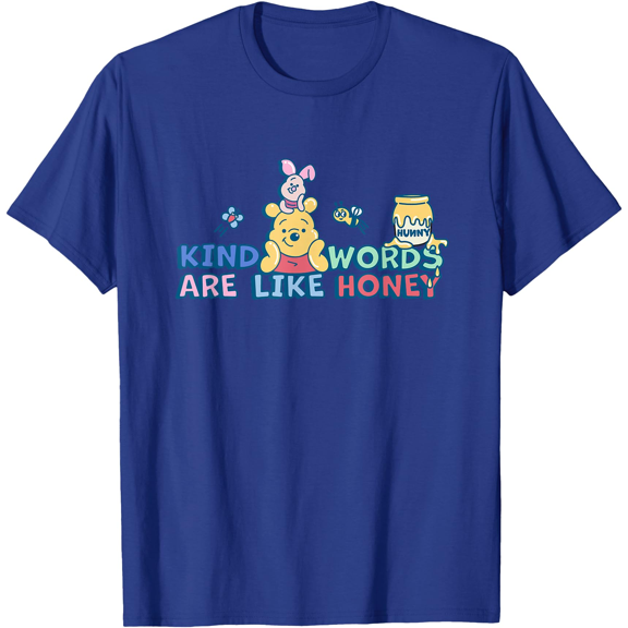 Winnie the Pooh Kind Words Are Like Honey Unisex Softstyle T-Shirt for Men Women Kids,Royal Blue Color,Size 2T