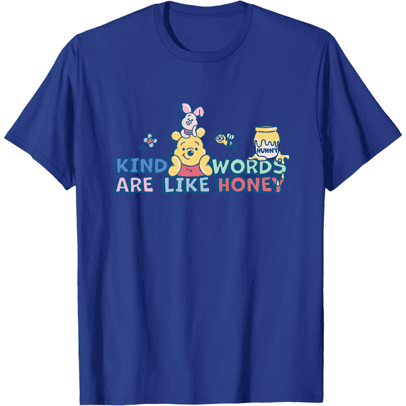 Winnie the Pooh Kind Words Are Like Honey Unisex Softstyle T-Shirt for Men Women Kids,Royal Blue Color,Size 5/6