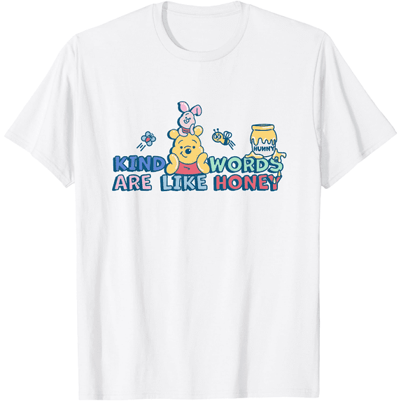 Winnie the Pooh Kind Words Are Like Honey Unisex Softstyle T-Shirt for Men Women Kids,White Color,Size 2T