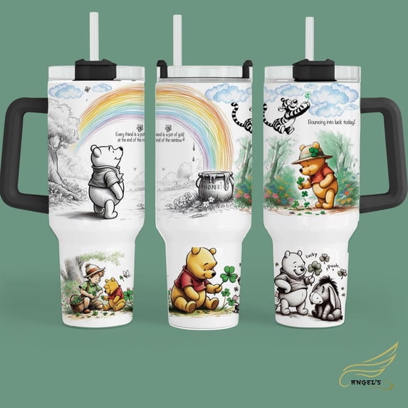 Winnie the Pooh Lucky Rainbow 40oz Tumbler – Insulated Cup with Handle