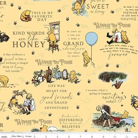 Winnie the Pooh Main Sunshine Cotton Fabric (1 yard)