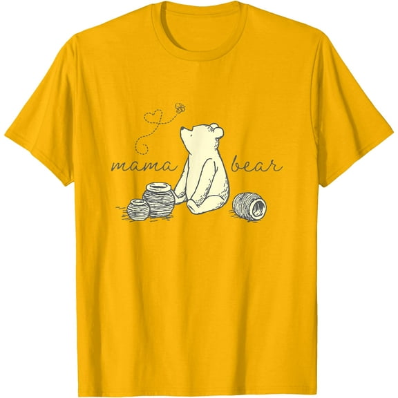 Winnie the Pooh Mama Bear Cute Pooh Big Chest Logo Unisex Softstyle T-Shirt for Men Women Kids,Gold Color,Size L