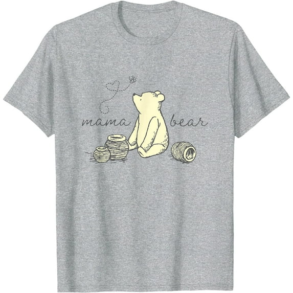 Winnie the Pooh Mama Bear Cute Pooh Big Chest Logo Unisex Softstyle T-Shirt for Men Women Kids,Sport Grey Color,Size 4T