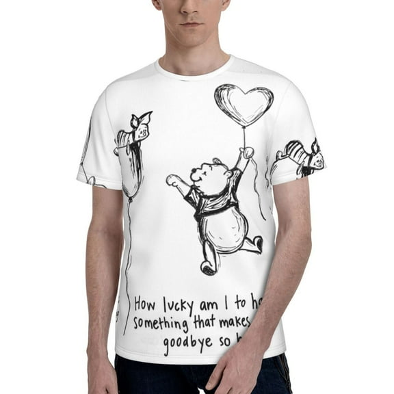 Winnie the Pooh Men's T Shirts Cartoon Graphic Short Sleeve Tees Novelty Casual Unisex Adults Tee Shirt Tops