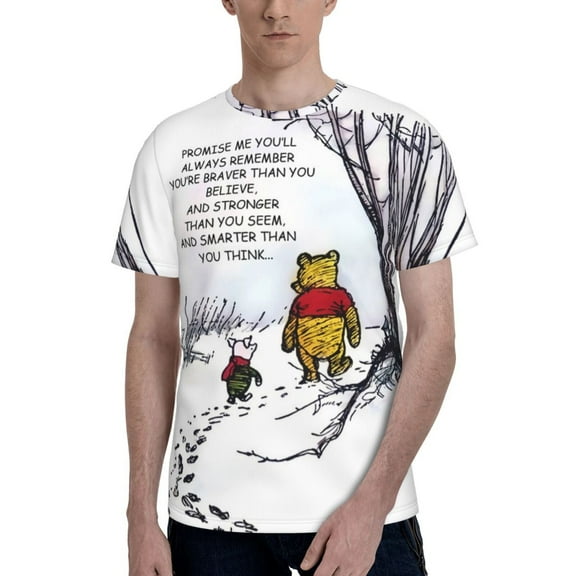 Winnie the Pooh Men's T Shirts Cartoon Graphic Short Sleeve Tees Novelty Casual Unisex Adults Tee Shirt Tops