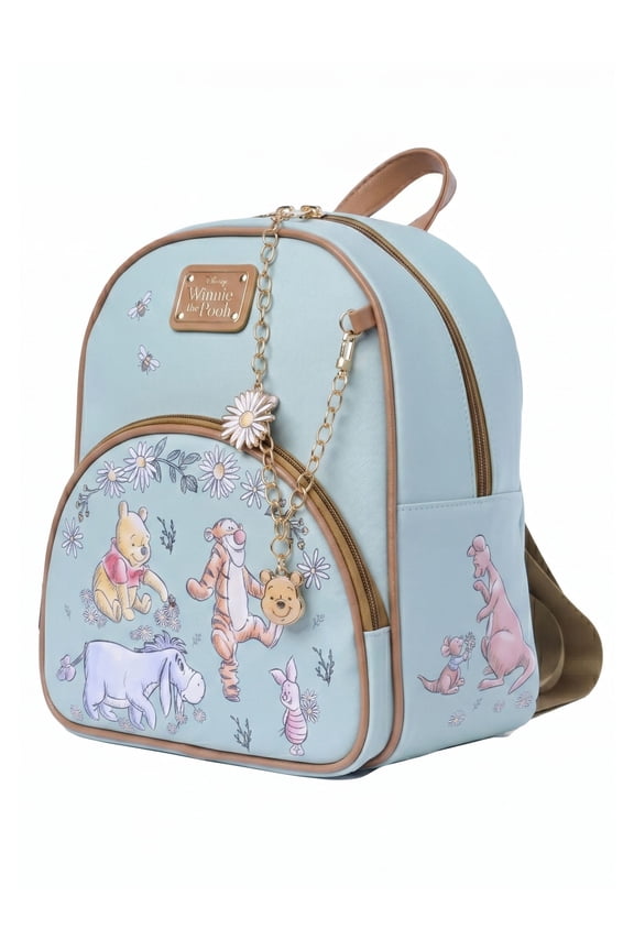 Winnie the Pooh Mini Backpack Sketch Floral Disney Bag with Detachable Charm