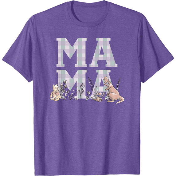 Winnie the Pooh Mother's Day Mama Grid Unisex Softstyle T-Shirt for Men Women Kids,Purple Heather Color,Size 4XL