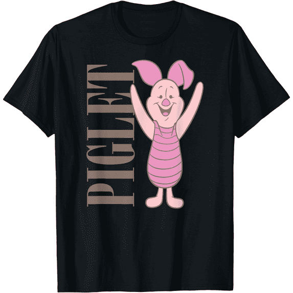 Winnie the Pooh Muted Piglet Unisex Softstyle T-Shirt for Men Women Kids,Black Color,Size YXS