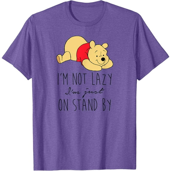 Winnie the Pooh Not Lazy Just On Standby Unisex Softstyle T-Shirt for Men Women Kids,Purple Heather Color,Size YS