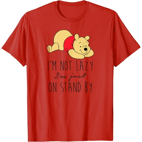 Winnie the Pooh Not Lazy Just On Standby Unisex Softstyle T-Shirt for Men Women Kids,Red Color,Size M