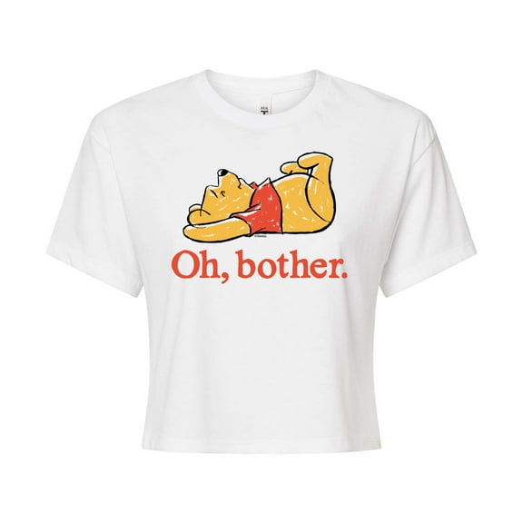Winnie the Pooh - Oh, Bother - Sketch - Juniors Cropped Cotton Blend T-Shirt