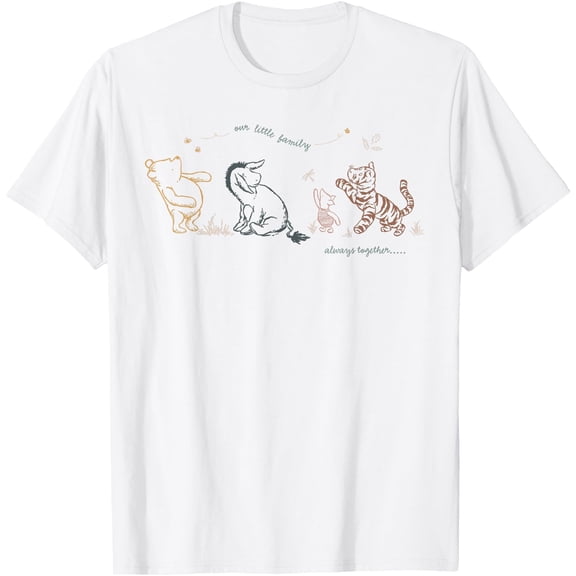 Winnie the Pooh Our Little Family Always Together Unisex Softstyle T-Shirt for Men Women Kids,White Color,Size 3T