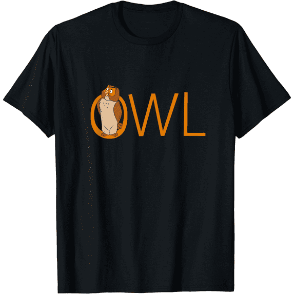Winnie the Pooh Owl Classic Lettering Unisex Softstyle T-Shirt for Men Women Kids,Black Color,Size M
