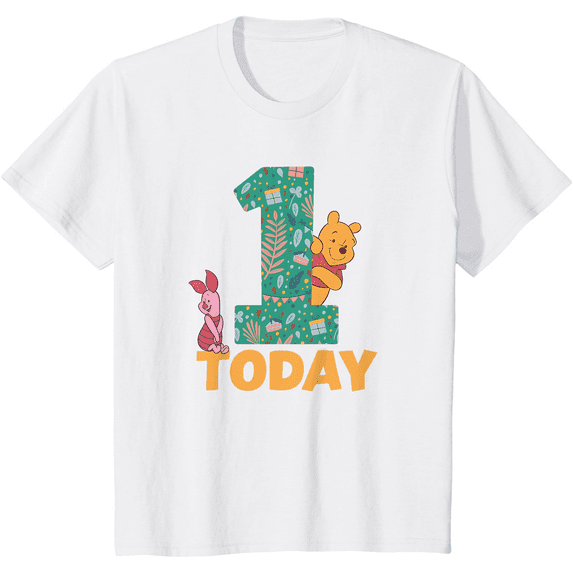 Winnie the Pooh & Piglet Birthday 1 Year Old Today Unisex Softstyle T-Shirt for Men Women Kids,White Color,Size XL