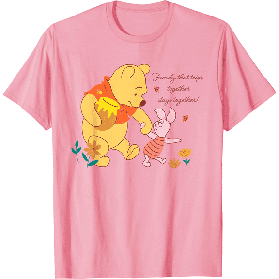 Winnie the Pooh & Piglet Family Trip Vacation 2025 Unisex Softstyle T-Shirt for Men Women Kids,Light Pink Color,Size 4T