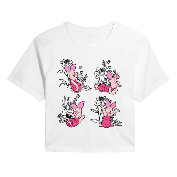 Winnie the Pooh - Piglet Flowers Cropped Graphic T-Shirt