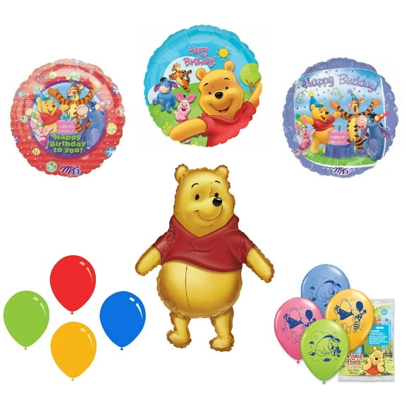 Winnie the Pooh Piglet Tigger Eeyore Happy Birthday 14 Piece Balloons Bouquet Party Decoration Set