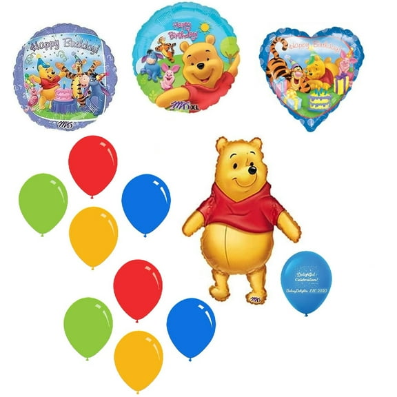 Winnie the Pooh Piglet Tigger Eeyore Happy Birthday Balloons Bouquet Party Decor