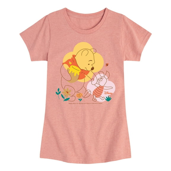 Winnie the Pooh - Piglet and Pooh Go On a Journey - Toddler And Youth Girls Short Sleeve Graphic T-Shirt