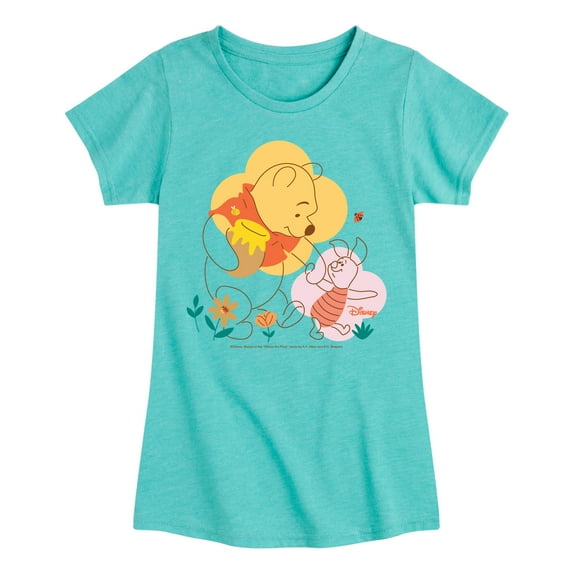 Winnie the Pooh - Piglet and Pooh Go On a Journey - Toddler And Youth Girls Short Sleeve Graphic T-Shirt