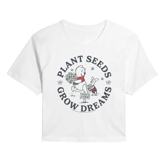 Winnie the Pooh - Plant Seeds Grow Dreams - Juniors Cropped Graphic T-Shirt