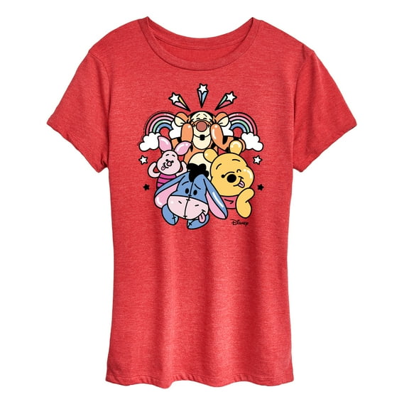Winnie the Pooh -  Pooh And And Friends Rainbow And Stars - Women's Short Sleeve Graphic T-Shirt