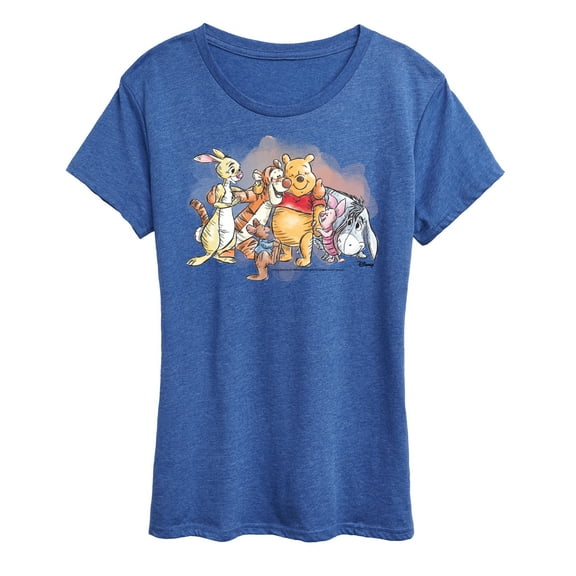 Winnie the Pooh -  Pooh And Friend Group Watercolor - Women's Short Sleeve Graphic T-Shirt