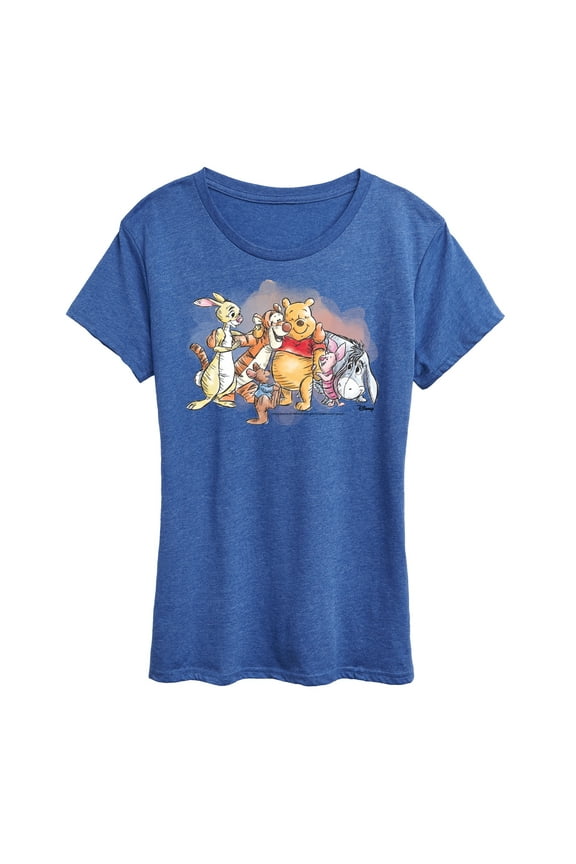 - Pooh And Friend Group Watercolor - Women's Short Sleeve Graphic T-Shirt