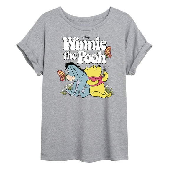 Winnie the Pooh - Pooh Bear and Eeyore Sitting and Relaxing - Juniors Ideal Flowy Muscle T-Shirt