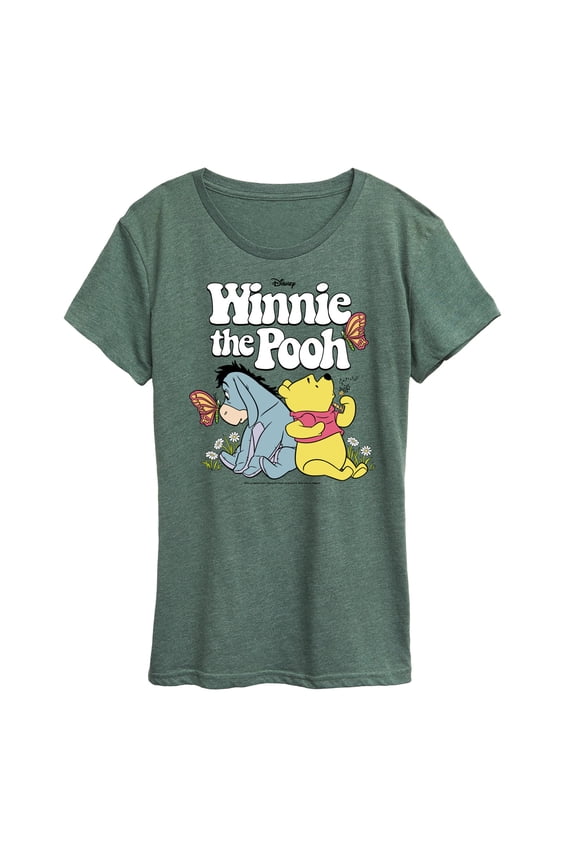 - Pooh Bear and Eeyore Sitting and Relaxing - Women's Short Sleeve Graphic T-Shirt