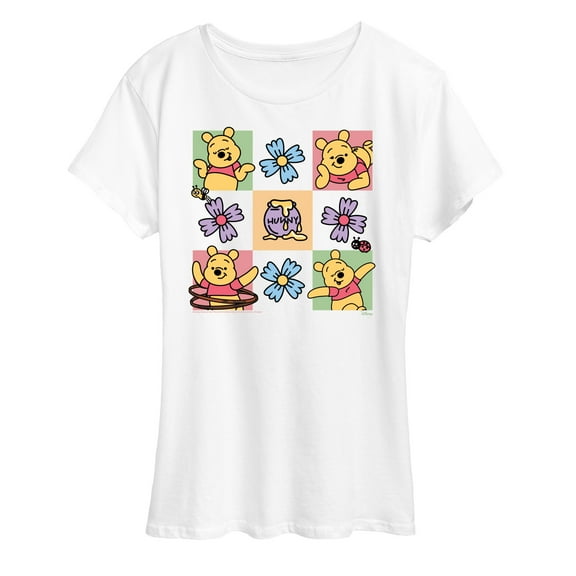 Winnie the Pooh -  Pooh Flower Grid - Women's Short Sleeve Graphic T-Shirt