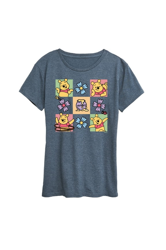 - Pooh Flower Grid - Women's Short Sleeve Graphic T-Shirt