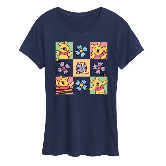 Winnie the Pooh -  Pooh Flower Grid - Women's Short Sleeve Graphic T-Shirt
