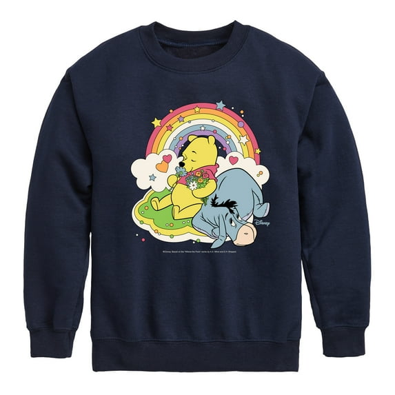 Winnie the Pooh - Pooh and Eeyore - Rainbows, Clouds and Flowers - Toddler And Youth Crewneck Fleece Sweatshirt