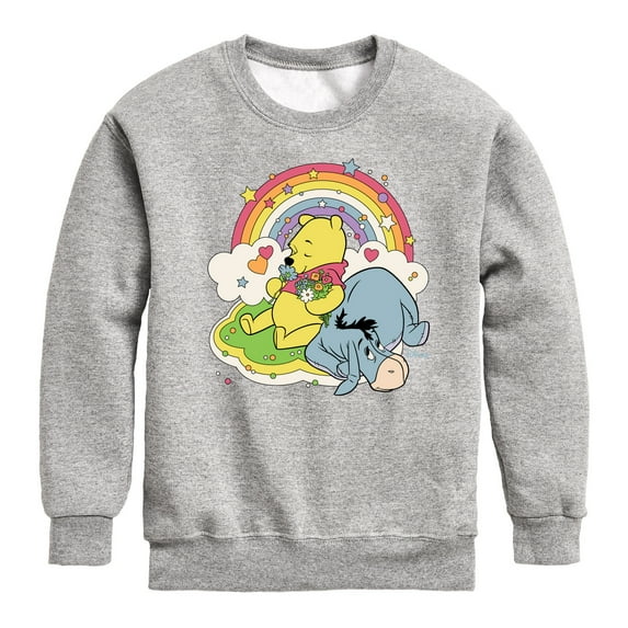 Winnie the Pooh - Pooh and Eeyore - Rainbows, Clouds and Flowers - Toddler And Youth Crewneck Fleece Sweatshirt