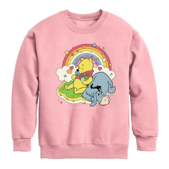 Winnie the Pooh - Pooh and Eeyore - Rainbows, Clouds and Flowers - Toddler And Youth Crewneck Fleece Sweatshirt